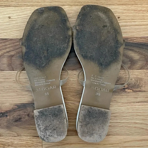 JAGGAR Perspex Clear PVC Square Toe Strappy Sandals Size 35 - Picture 5 of 6